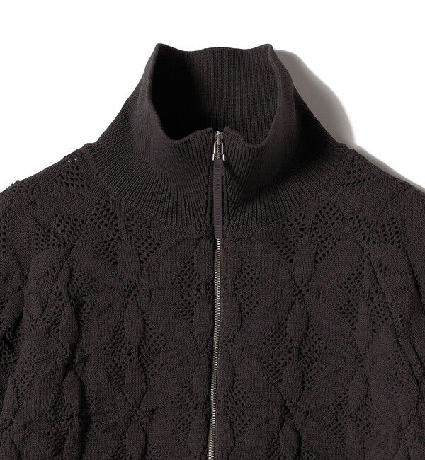 SHIPS for women「【WEB限定】〈手洗い可能〉フラワー ジャカード ジップ カーディガン」|カーディガン|