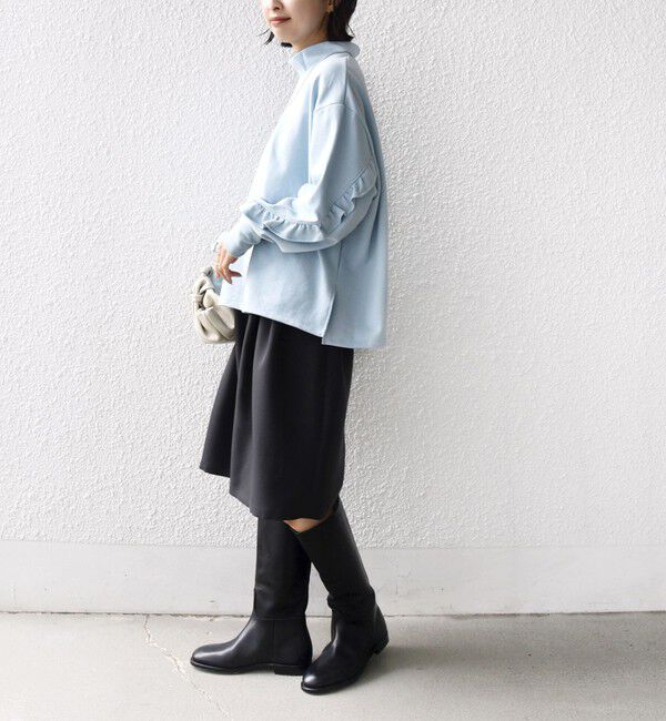 SHIPS for women「【WEB限定】〈手洗い可能〉モックネック 袖 フリル デザイン ミニ 裏毛 プルオーバー」|Tシャツ・カットソー|