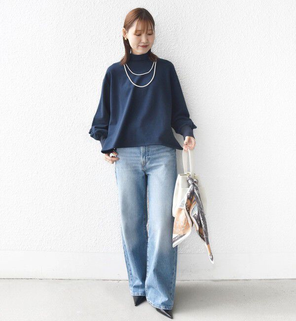 SHIPS for women「【WEB限定】〈手洗い可能〉モックネック 袖 フリル デザイン ミニ 裏毛 プルオーバー」|Tシャツ・カットソー|