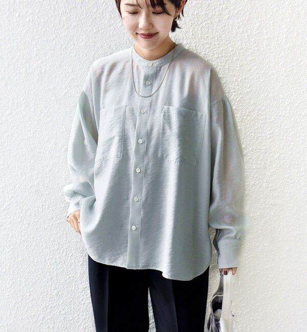 SHIPS for women「〈手洗い可能〉シアー タンブラー ポケット デザイン シャツ」|シャツ・ブラウス|ミント