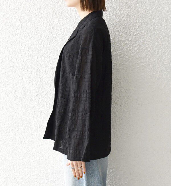 SHIPS any「《予約》SHIPS any:〈手洗い可能〉シアー チェック ルーズ テーラード シングル ジャケット」|テーラードジャケット|