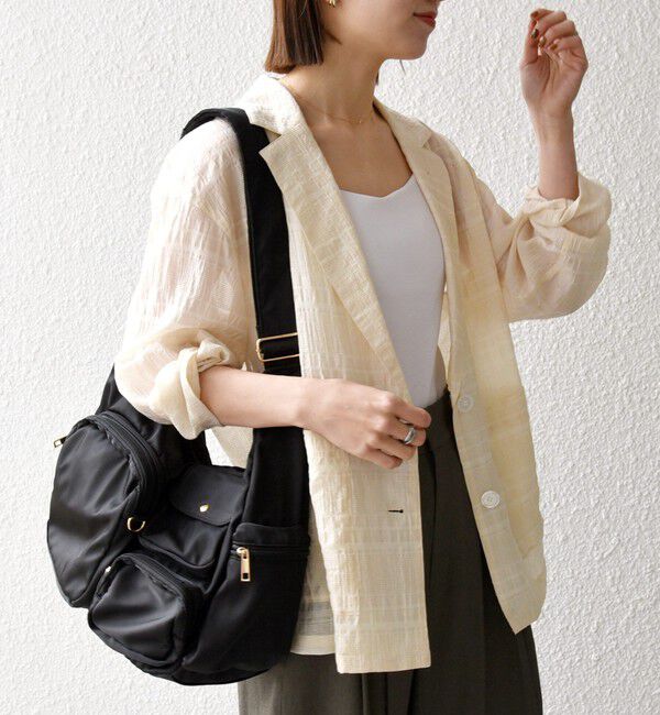 SHIPS any「《予約》SHIPS any:〈手洗い可能〉シアー チェック ルーズ テーラード シングル ジャケット」|テーラードジャケット|