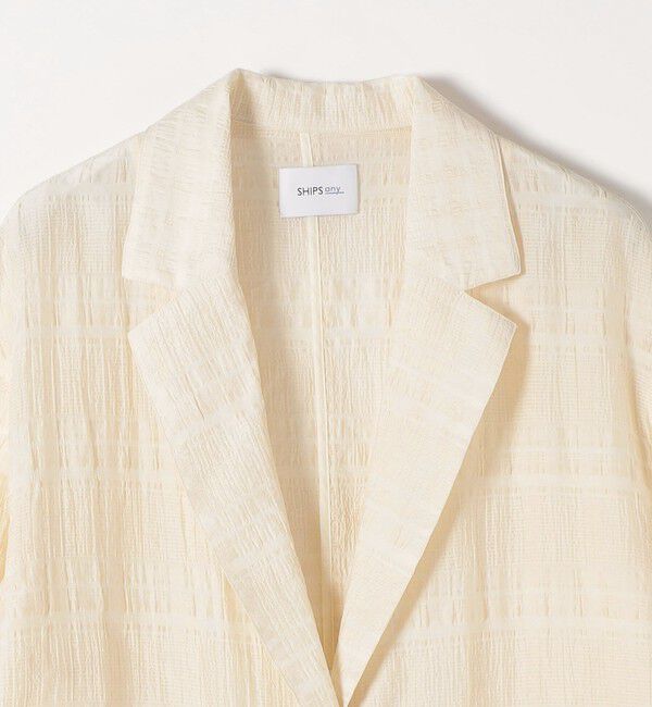 SHIPS any「《予約》SHIPS any:〈手洗い可能〉シアー チェック ルーズ テーラード シングル ジャケット」|テーラードジャケット|