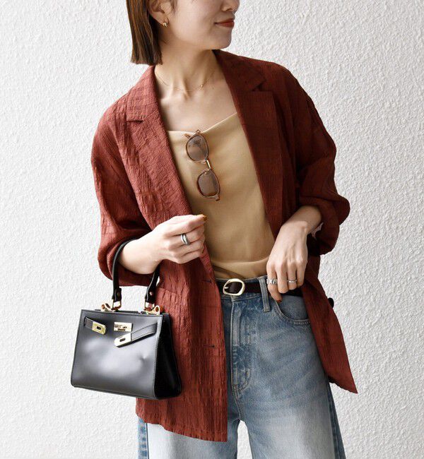 SHIPS any「《予約》SHIPS any:〈手洗い可能〉シアー チェック ルーズ テーラード シングル ジャケット」|テーラードジャケット|