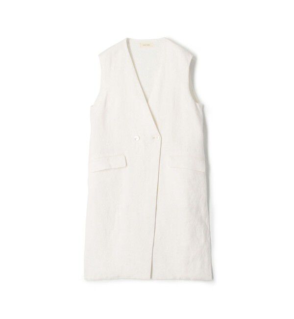 DES PRES「リネンファブリックコンビ ロングジレ」|ベスト・ジレ|11 ホワイト