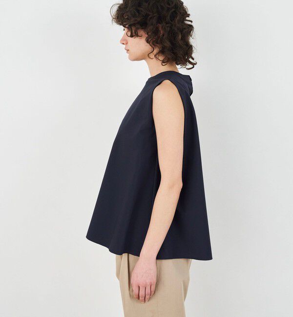 DES PRES「コットンストレッチポプリン ノースリーブブラウス」|シャツ・ブラウス|