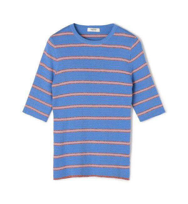 MACPHEE「コットンリブ クルーネックプルオーバー」|ニット・セーター|64 ブルー系