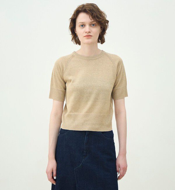 MACPHEE「プレーンリネン ハーフスリーブプルオーバー」|ニット・セーター|