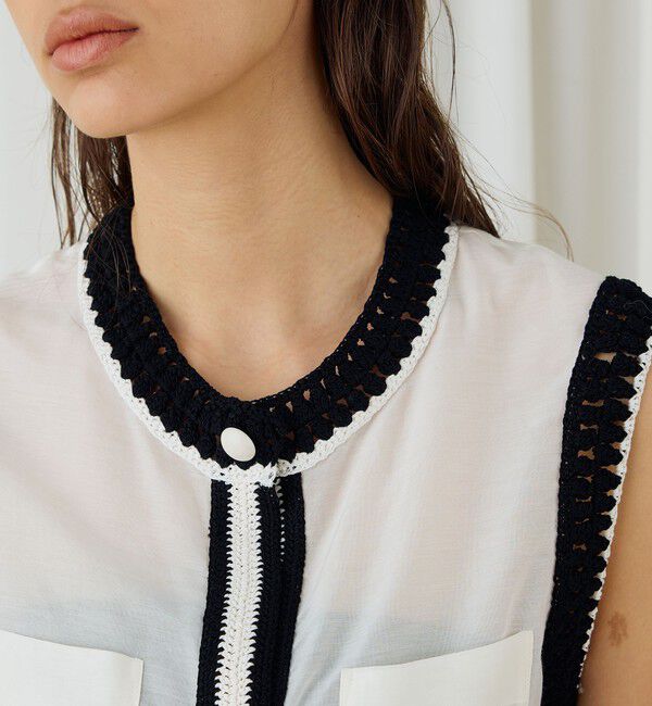 DES PRES「コットンシルクローン スリーブレスブラウス」|シャツ・ブラウス|