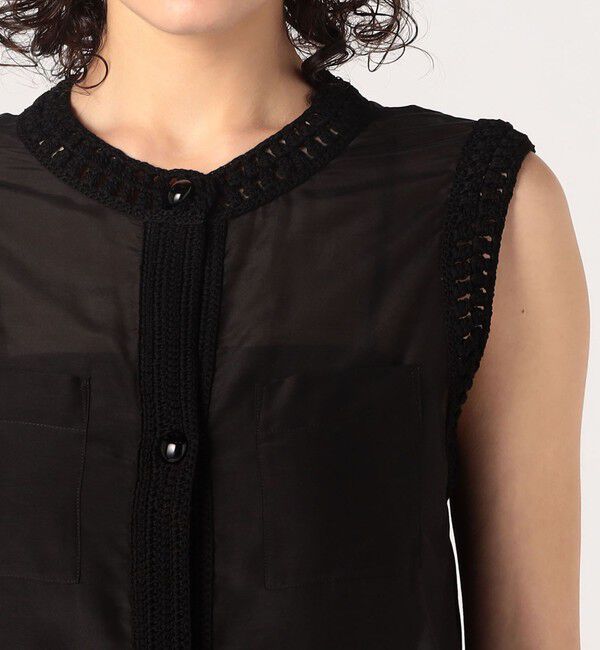 DES PRES「コットンシルクローン スリーブレスブラウス」|シャツ・ブラウス|