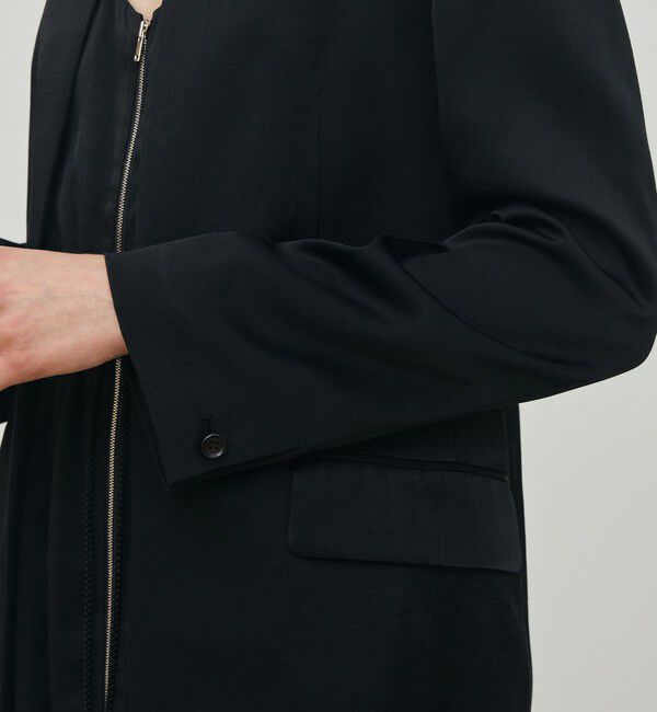 DES PRES「レーヨンサテン クルーネックジャケット」|ノーカラージャケット|