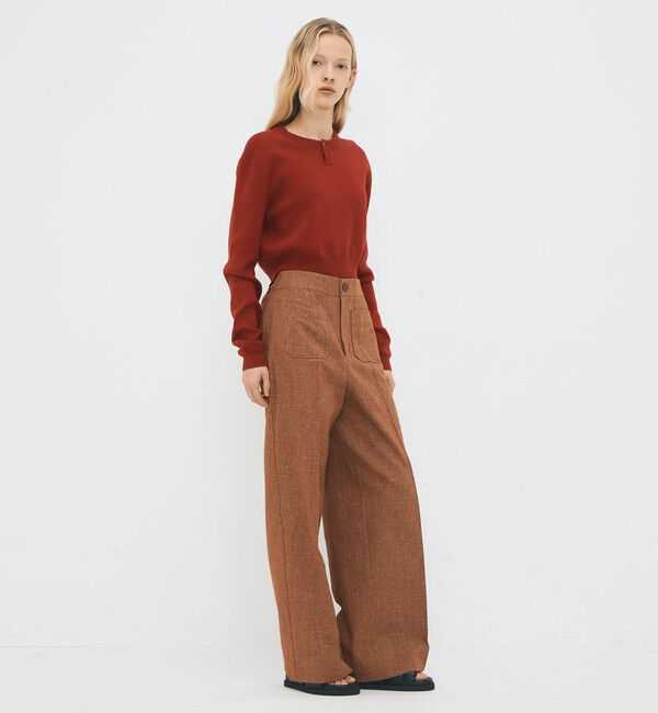 CABaN「コットンリネンスラブ ポケットワイドパンツ」|チノ|