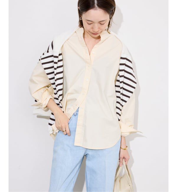 SLOBE IENA「《追加2》ROYAL NAVY/ロイヤルネイビー SLOBE別注 バンドカラーシャツ」|シャツ・ブラウス|