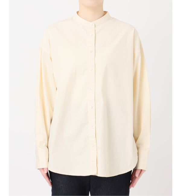 SLOBE IENA「《追加2》ROYAL NAVY/ロイヤルネイビー SLOBE別注 バンドカラーシャツ」|シャツ・ブラウス|