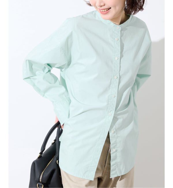 SLOBE IENA「《追加2》ROYAL NAVY/ロイヤルネイビー SLOBE別注 バンドカラーシャツ」|シャツ・ブラウス|グリーン A