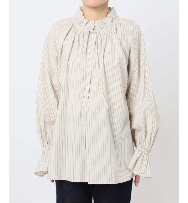 SLOBE IENA「《WEB限定/追加2予約》タイプライターフリルブラウス」|シャツ・ブラウス|