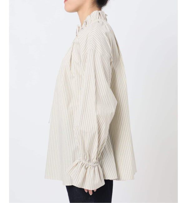 SLOBE IENA「《WEB限定/追加2予約》タイプライターフリルブラウス」|シャツ・ブラウス|