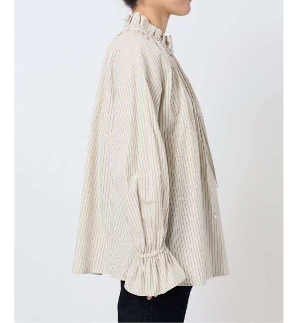 SLOBE IENA「《WEB限定/追加2予約》タイプライターフリルブラウス」|シャツ・ブラウス|