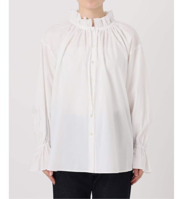 SLOBE IENA「《WEB限定/追加2予約》タイプライターフリルブラウス」|シャツ・ブラウス|