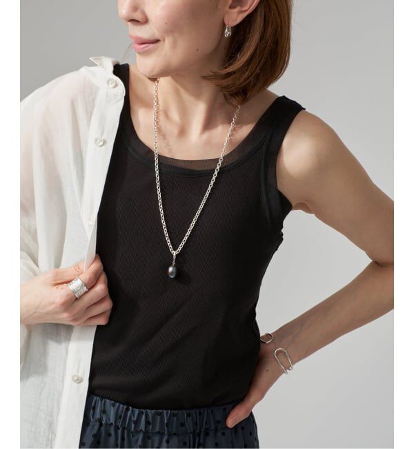 VERMEIL par iena「《予約》リブオーガンジートリム タンクトップ」|タンクトップ|ブラック
