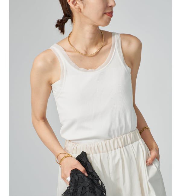VERMEIL par iena「《予約》リブオーガンジートリム タンクトップ」|タンクトップ|