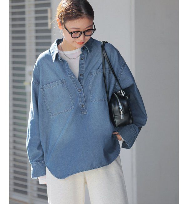 JOURNAL STANDARD relume「《WEB限定追加 / 新色》デニムプルオーバーシャツ」|シャツ・ブラウス|ネイビー