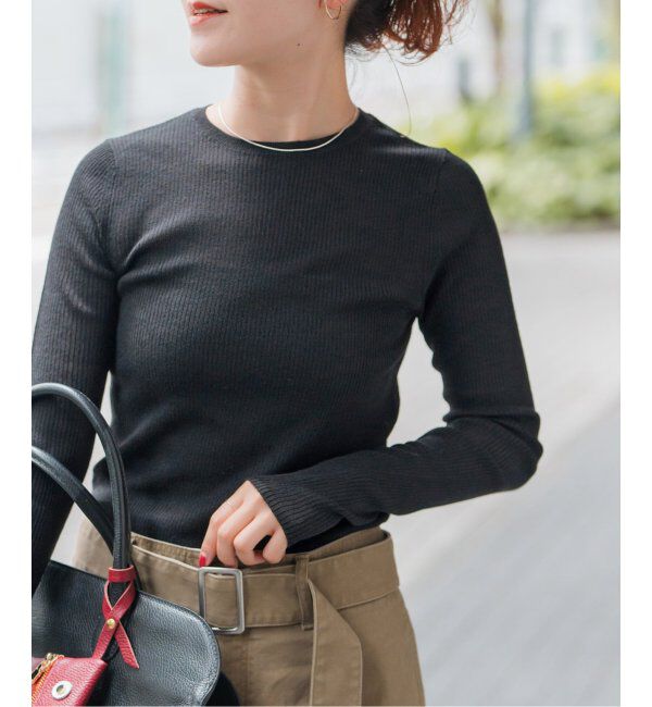 Spick and Span「ウォッシャブルシアーリブニット」|ニット・セーター|ブラック