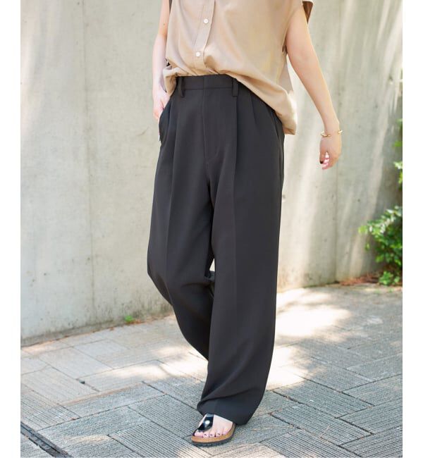 Spick and Span「《追加》ダブルクロスツータックパンツ」|スラックス|