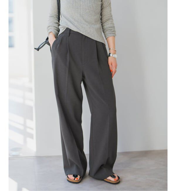 Spick and Span「《追加》ダブルクロスツータックパンツ」|スラックス|