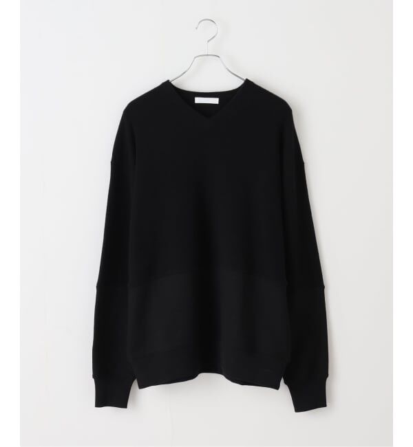 FRAMeWORK「KAYLE WOOL CASHMERE DOCKING SWEAT プルオーバー」|ニット・セーター|ブラック