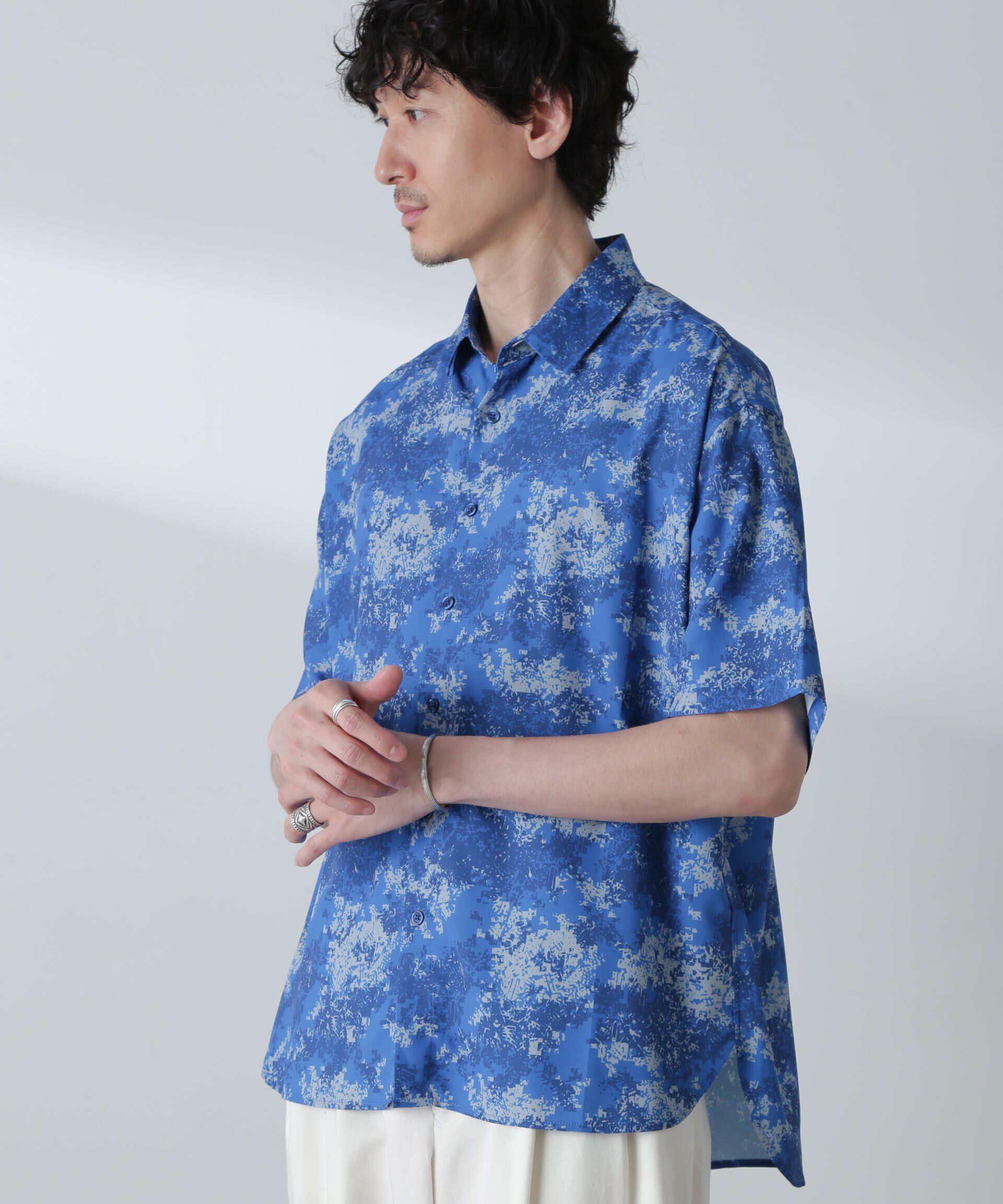 nano･universe「梨地パターンシャツ 半袖」|シャツ・ブラウス|