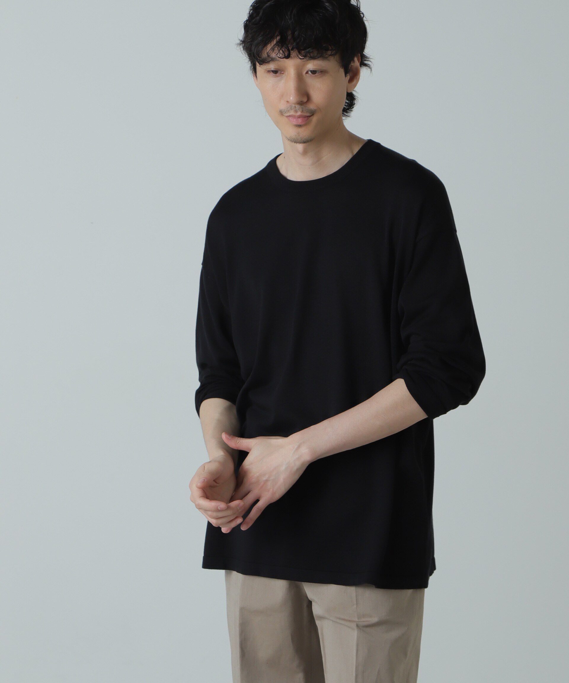 nano･universe「AB.シルクプレーティングリラックスニットTシャツ」|ニット・セーター|