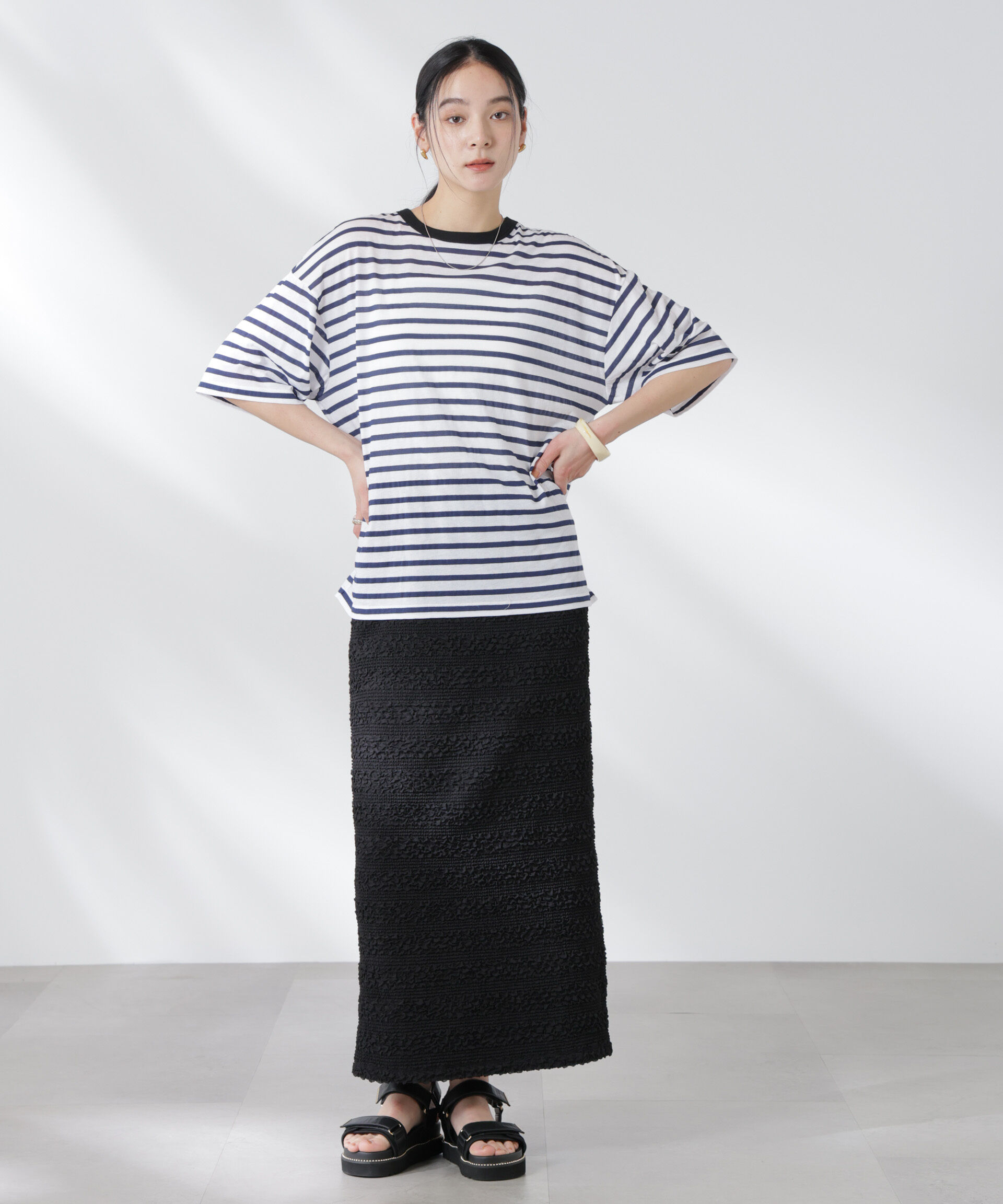 nano･universe「フクレボーダースカート」|スカート|