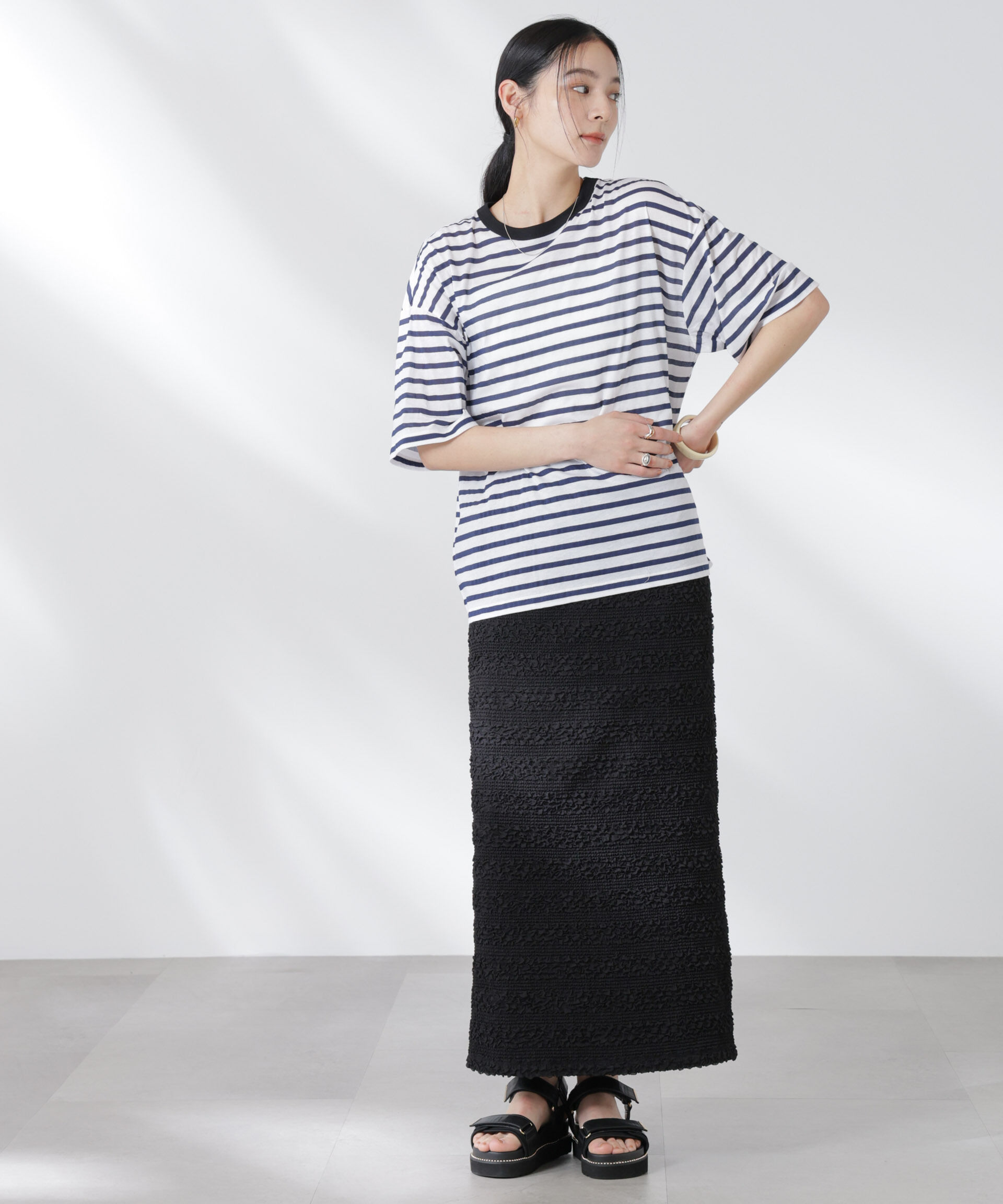 nano･universe「フクレボーダースカート」|スカート|