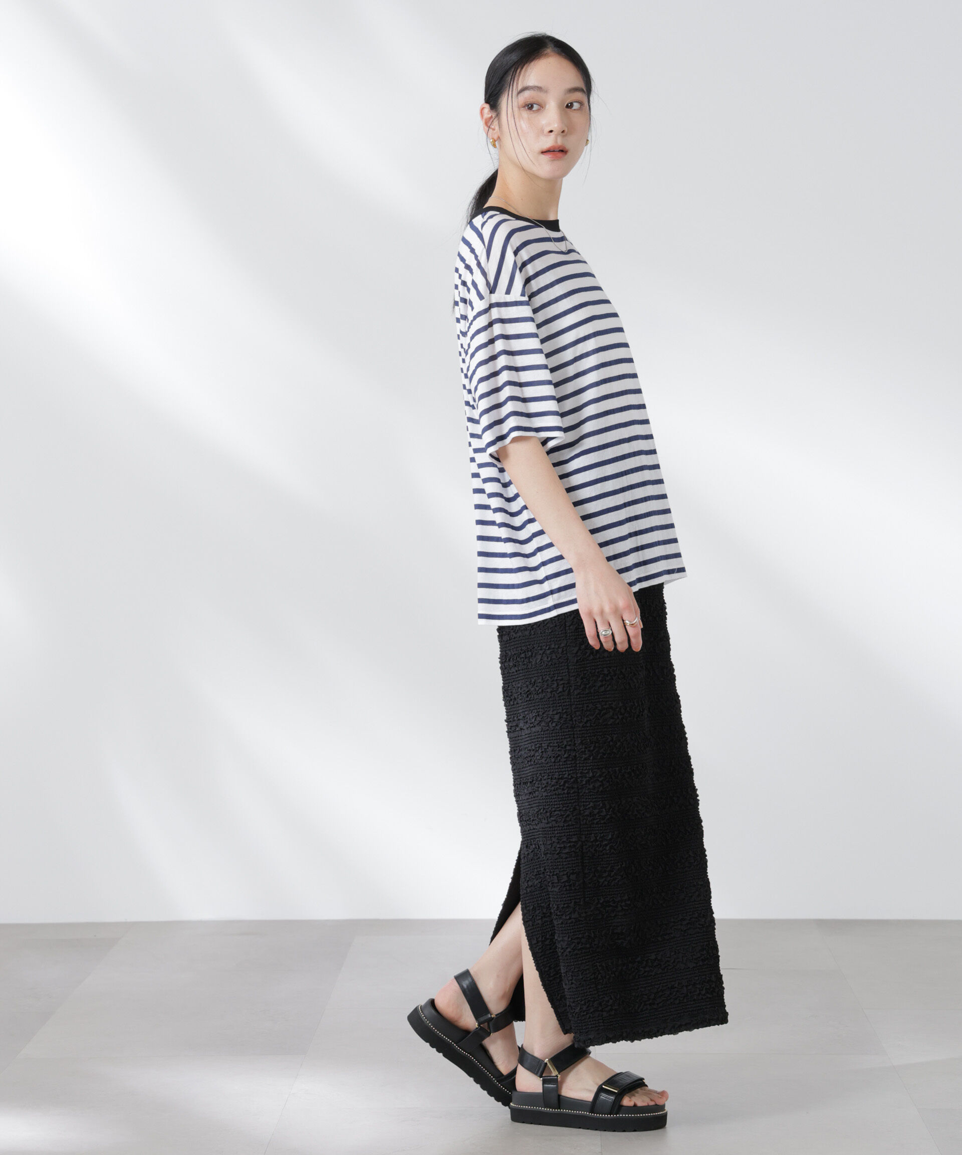 nano･universe「フクレボーダースカート」|スカート|