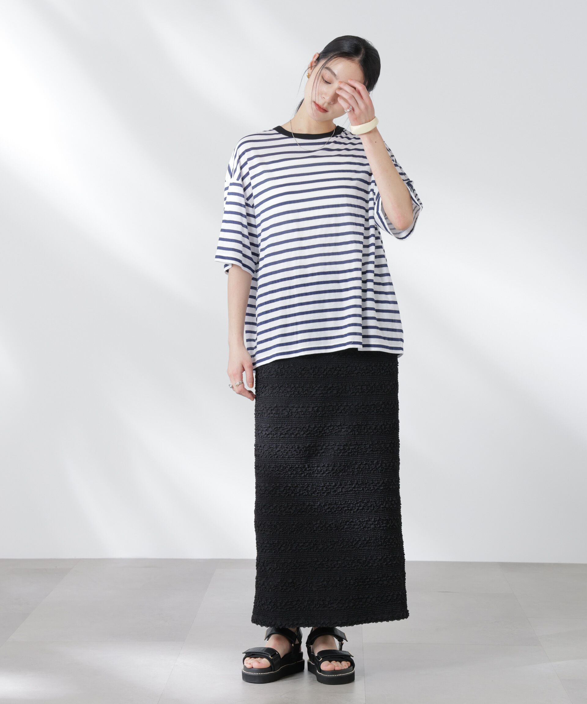 nano･universe「フクレボーダースカート」|スカート|