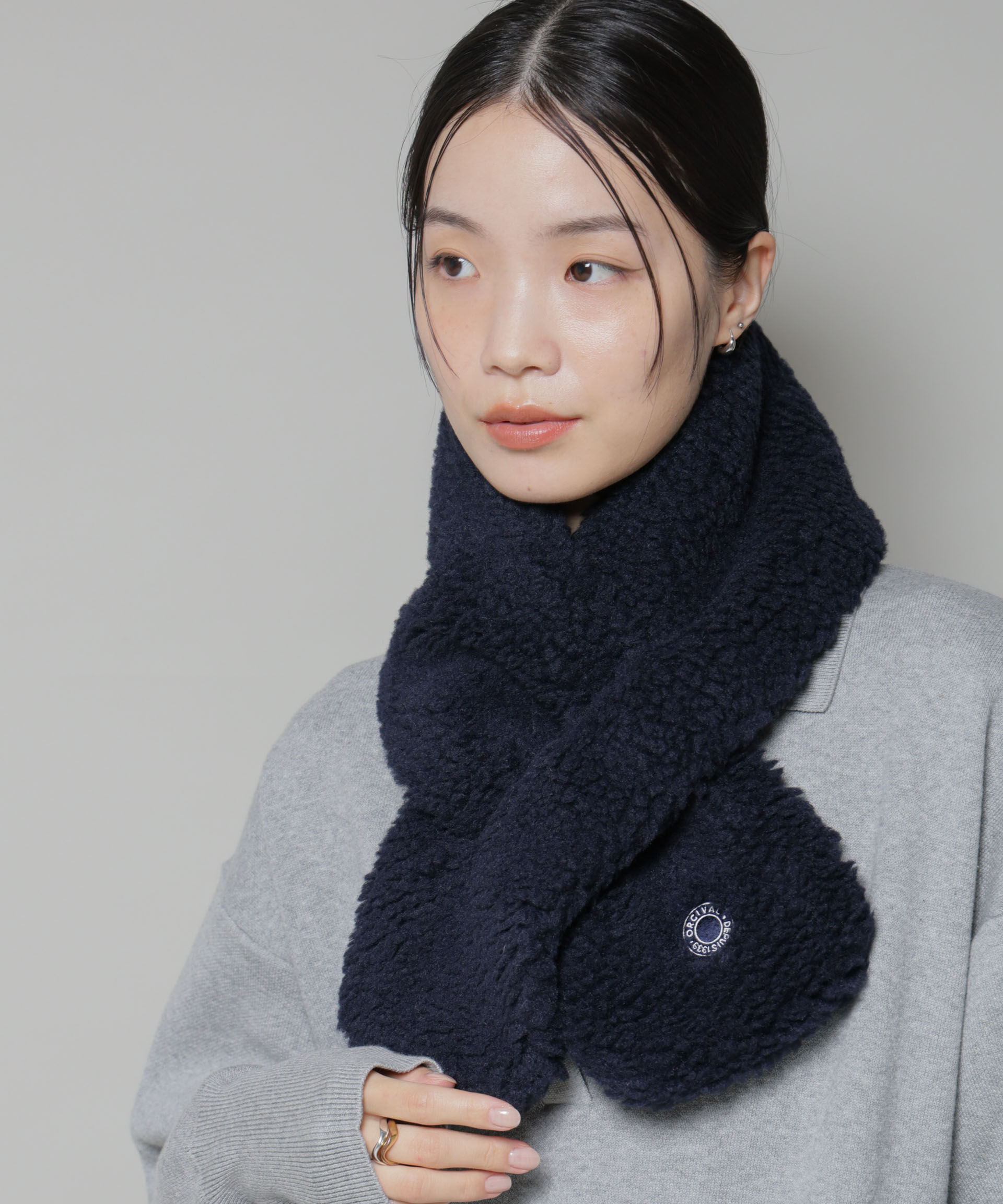 nano･universe「ORCIVAL/BOA SCARF」|マフラー|D.ネイビー1