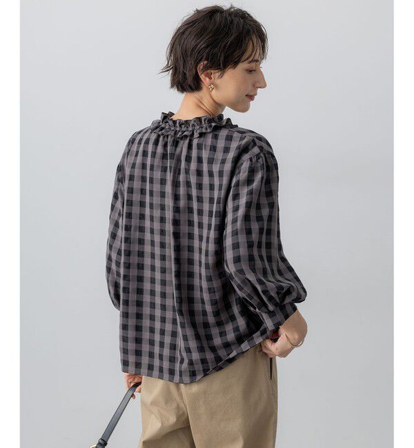 23区「【WEB&一部店舗限定】ブロックチェック フリル ブラウス」|シャツ・ブラウス|