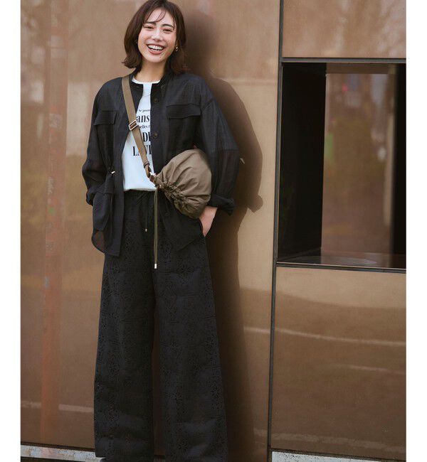 23区「【見上愛さん着用】リネンミックスシアースラブ ミリタリージャケット」|シャツ・ブラウス|