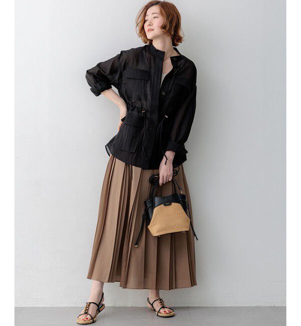 23区「【見上愛さん着用】リネンミックスシアースラブ ミリタリージャケット」|シャツ・ブラウス|