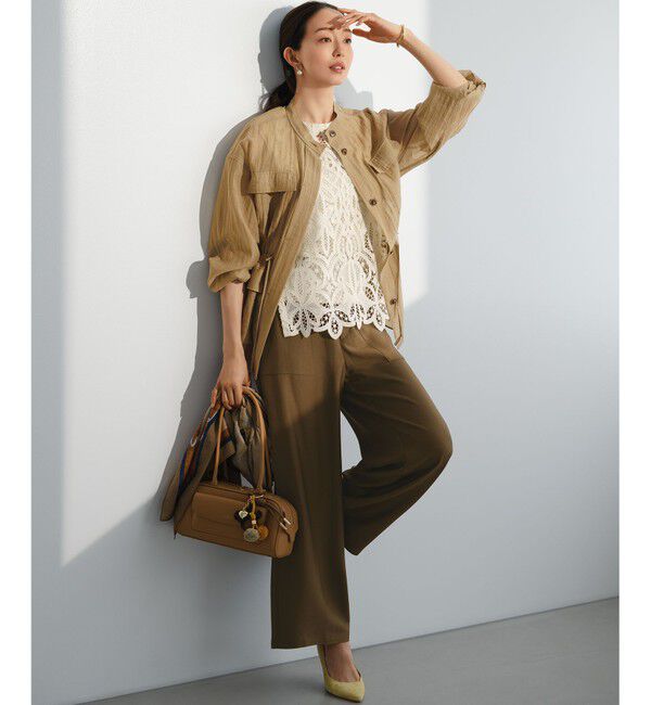 23区「【見上愛さん着用】リネンミックスシアースラブ ミリタリージャケット」|シャツ・ブラウス|