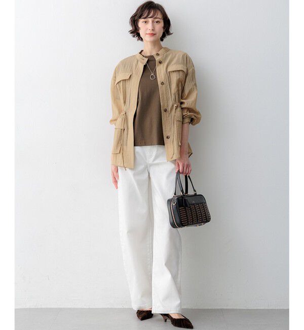 23区「【見上愛さん着用】リネンミックスシアースラブ ミリタリージャケット」|シャツ・ブラウス|
