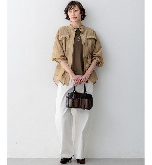 23区「【見上愛さん着用】リネンミックスシアースラブ ミリタリージャケット」|シャツ・ブラウス|