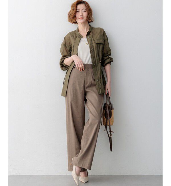 23区「【見上愛さん着用】リネンミックスシアースラブ ミリタリージャケット」|シャツ・ブラウス|