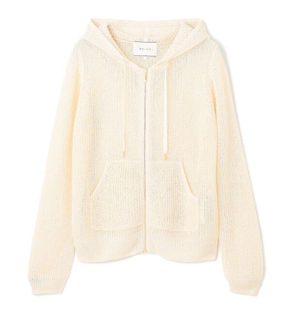 BEIGE,「OPTICAL / ペーパーヤーンフーディージップニット」|パーカー|