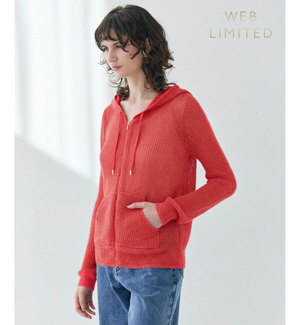 BEIGE,「OPTICAL / ペーパーヤーンフーディージップニット」|パーカー|【WEB限定】Poppy