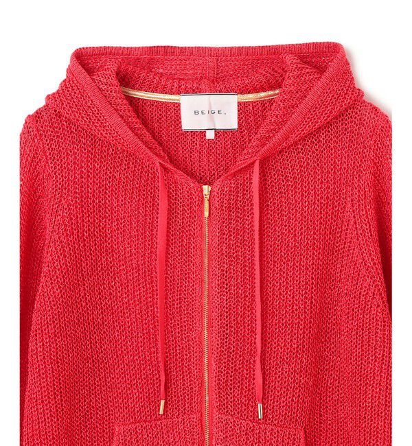 BEIGE,「OPTICAL / ペーパーヤーンフーディージップニット」|パーカー|