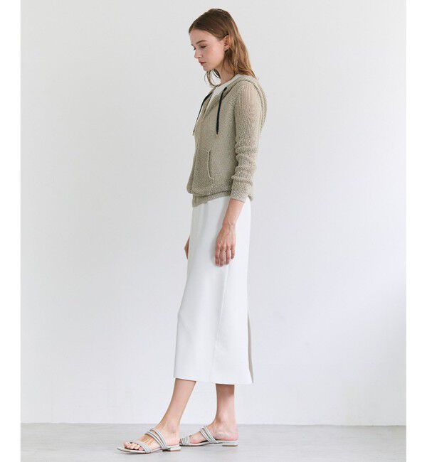 BEIGE,「OPTICAL / ペーパーヤーンフーディージップニット」|パーカー|