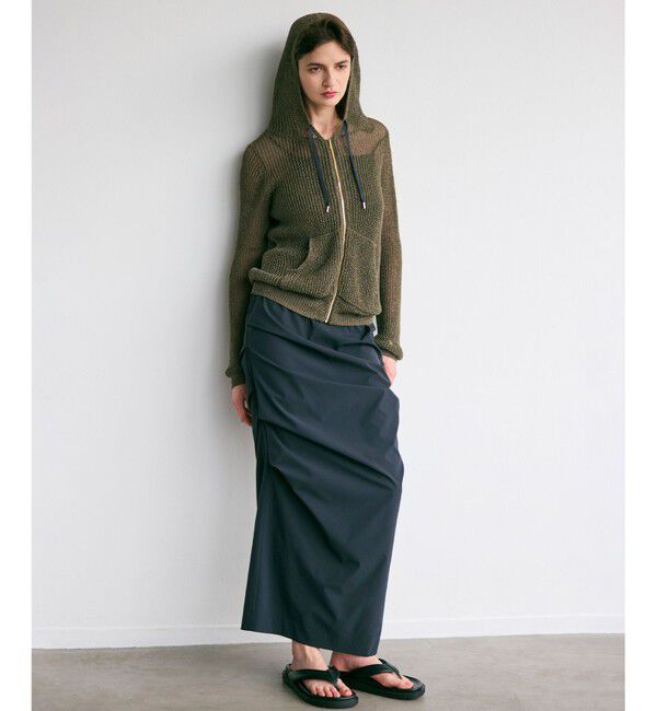 BEIGE,「OPTICAL / ペーパーヤーンフーディージップニット」|パーカー|