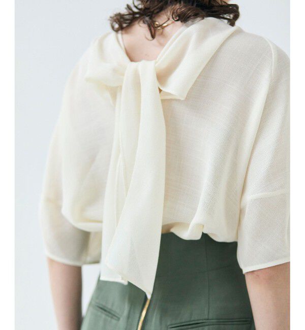 BEIGE,「LIATRIS / バックリボン ハーフスリーブブラウス」|シャツ・ブラウス|